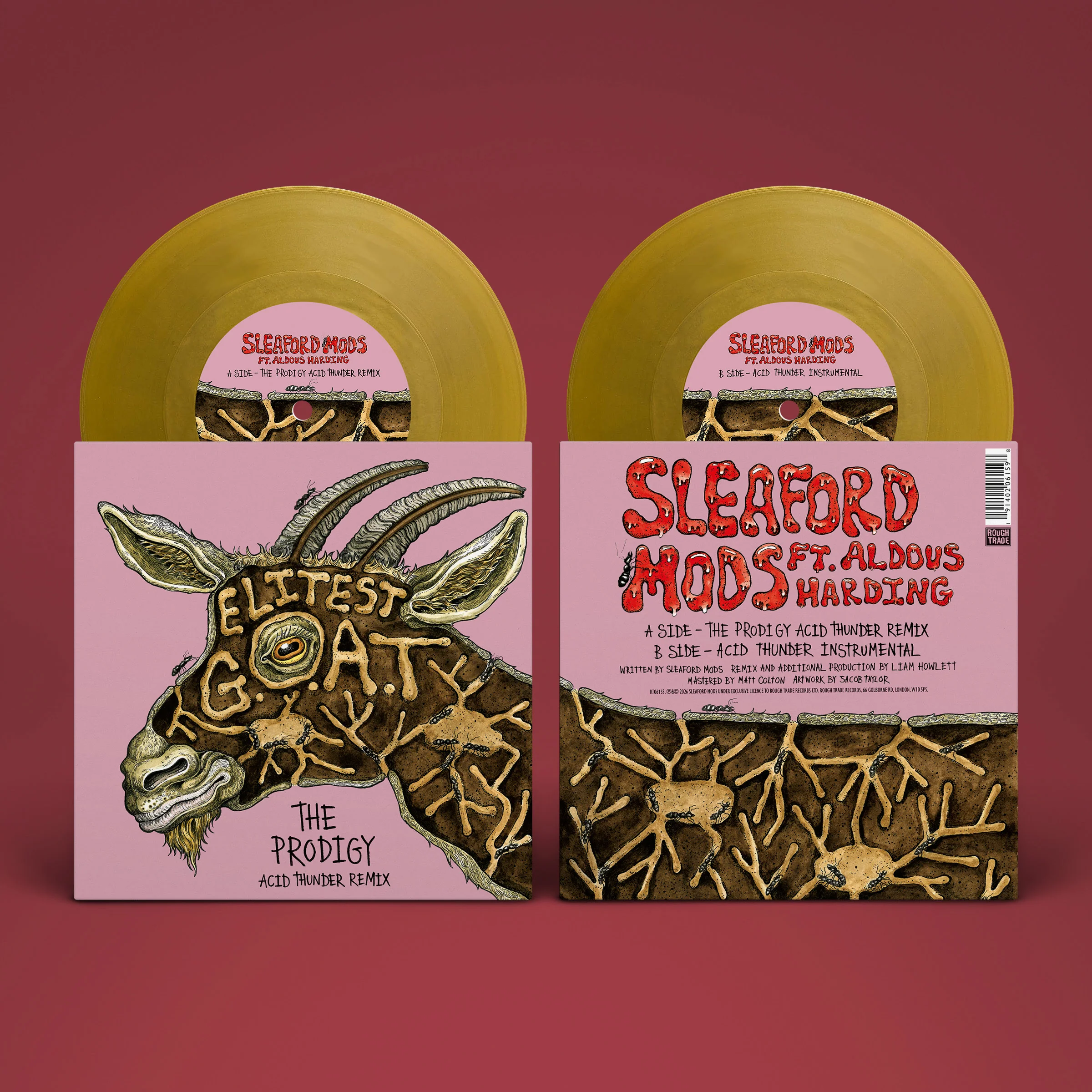 Sleaford Mods feat. Aldous Harding - Elitest G.O.A.T. (The Prodigy Acid Thunder Mix) (Gold 7" Vinyl)